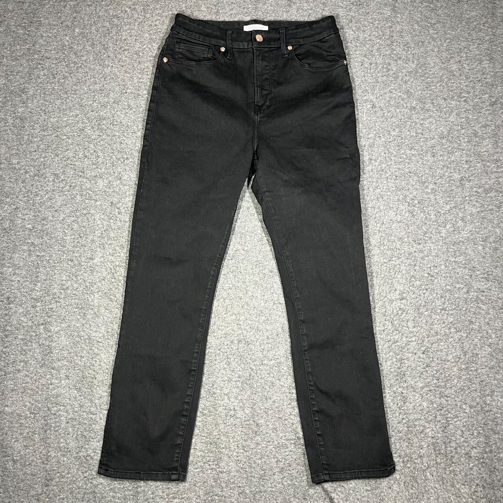 Good American Jeans Womens 8/29 Good Waist Crop Ankle Black Skinny Preppy Slim